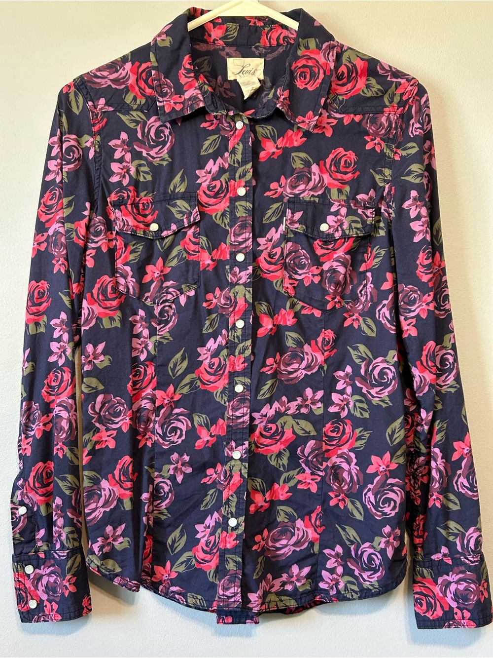 Levi’s Western Rose Pattern snap up shirt with Pearl snap buttons
